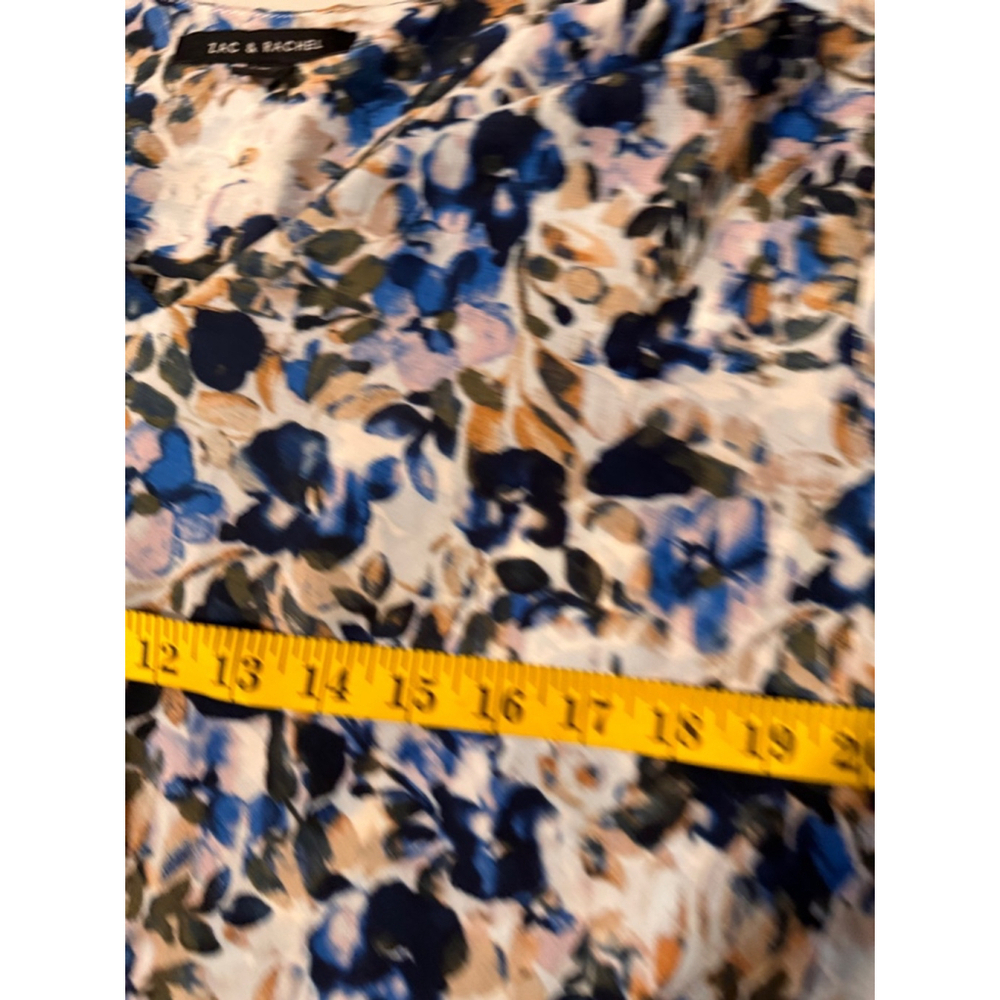 Zac & Rachel Blouse Large Blue White Floral - Picture 7 of 10